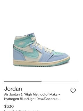 Jordan Air 1 High-Top Sneakers in Mint Green & Light Blue